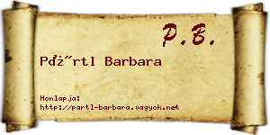 Pártl Barbara névjegykártya